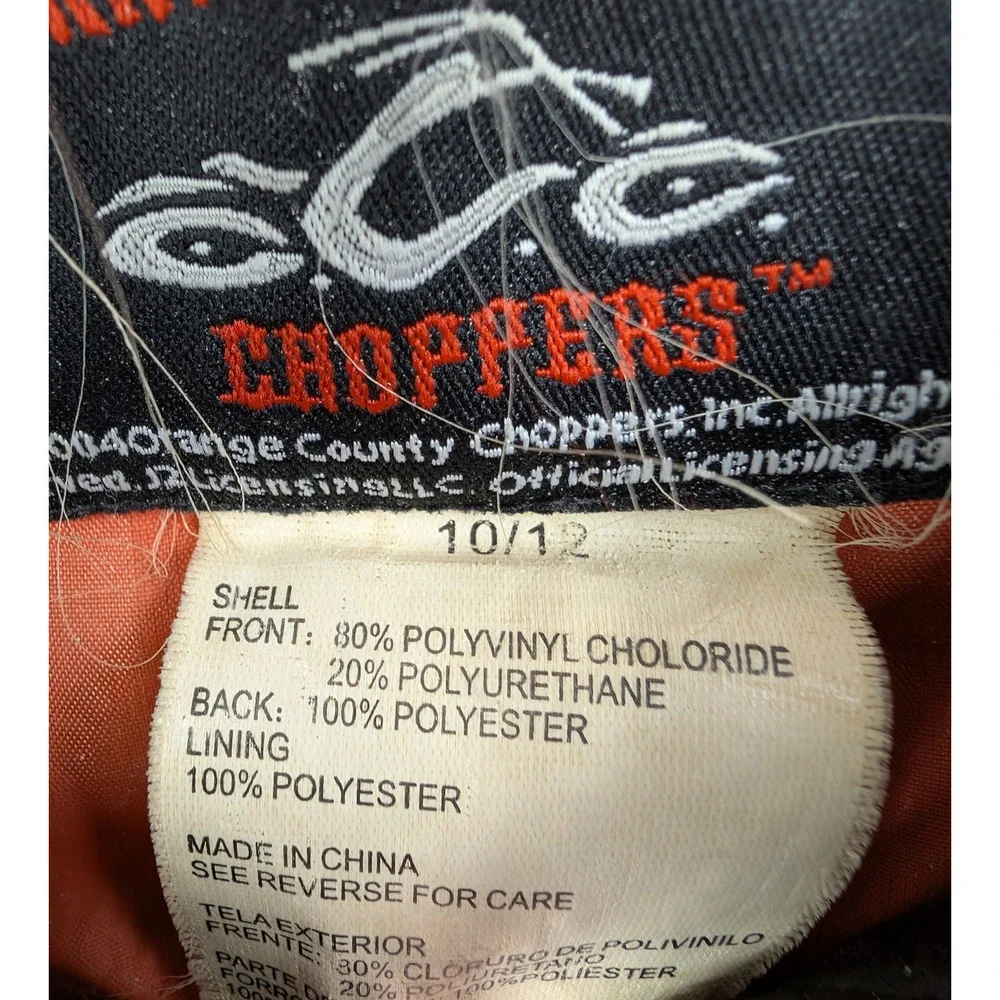 Vintage Orange County Choppers Bomber Jacket Kids 10 12 Faux Leather Y2K Biker
